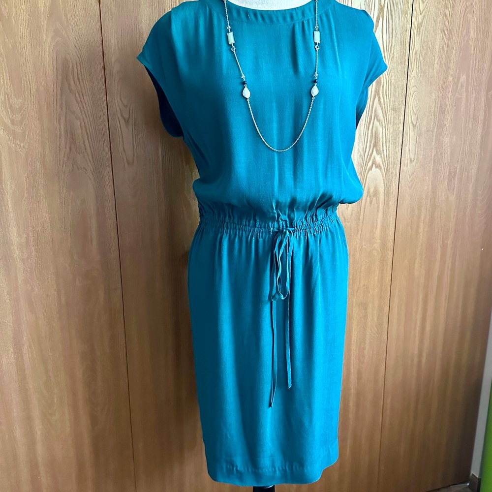 Ann Taylor LOFT Teal Sleeveless Dress Tie-Waist, EUC, L